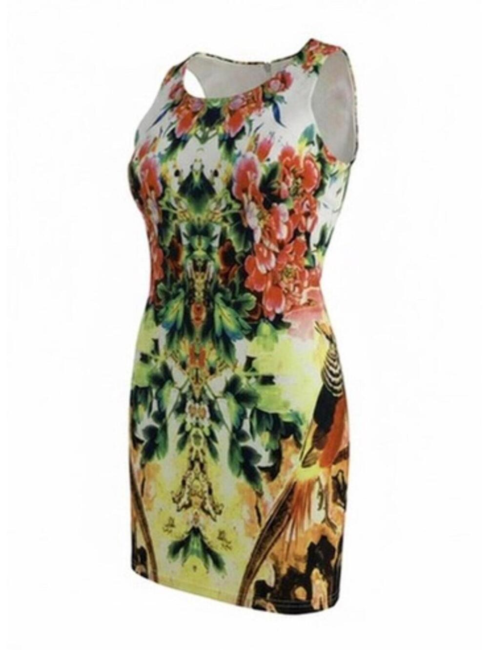 Young Threads Size Small Sleeveless Mini Bodycon Dress Bright Floral